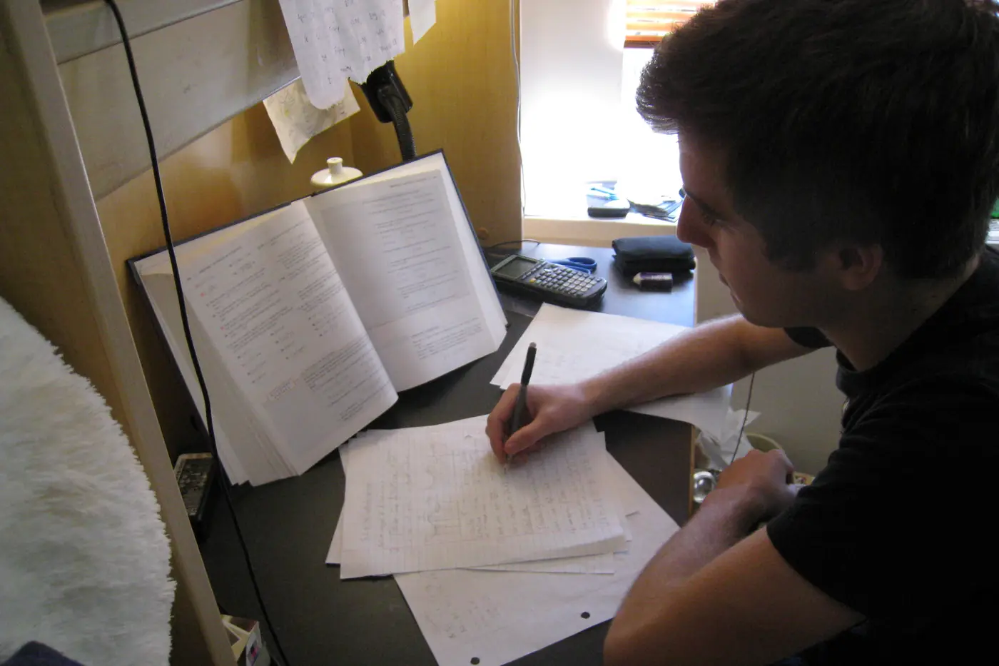 Student studying notes for TOK and Extended Essay core points